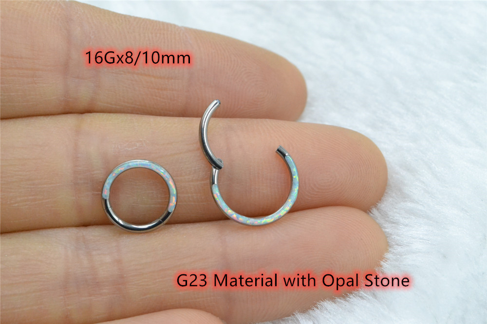 Clicker Ring Seamless - 10pcs/Lot G23 Titanium Opal Stone Seamless