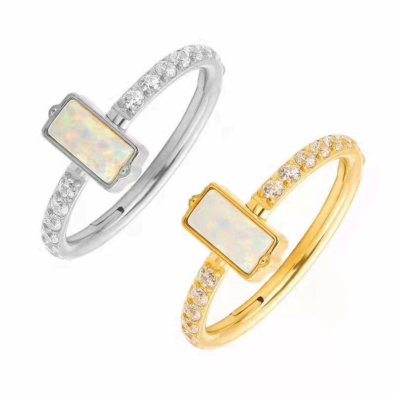 Clicker Ring Seamless - 10pcs 316L Surgical Steel Opal CZ