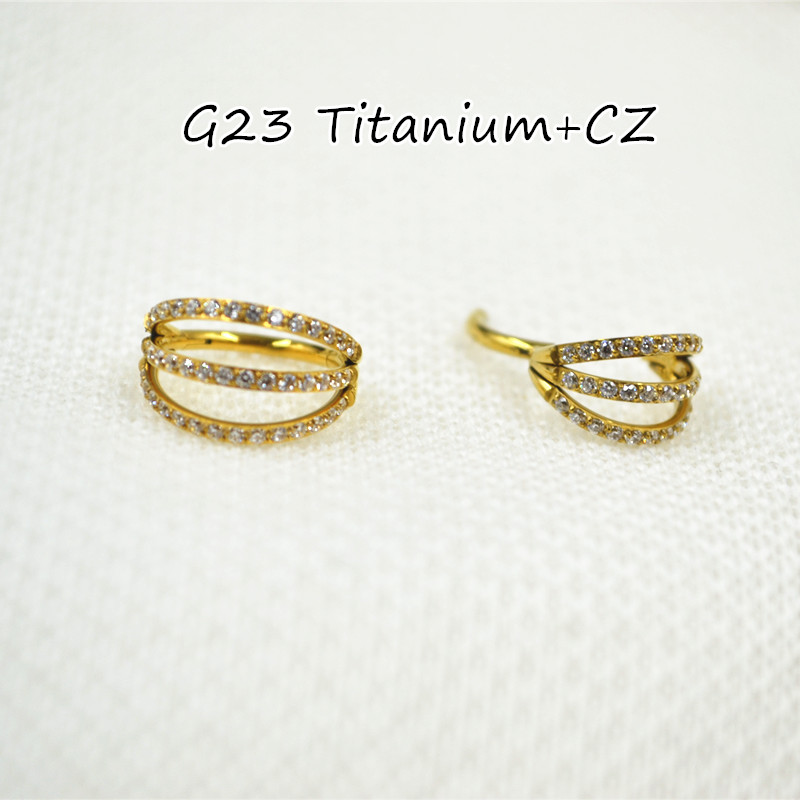 Clicker Ring Seamless - 10pcs 16G CZ G23 Titanium Nose
