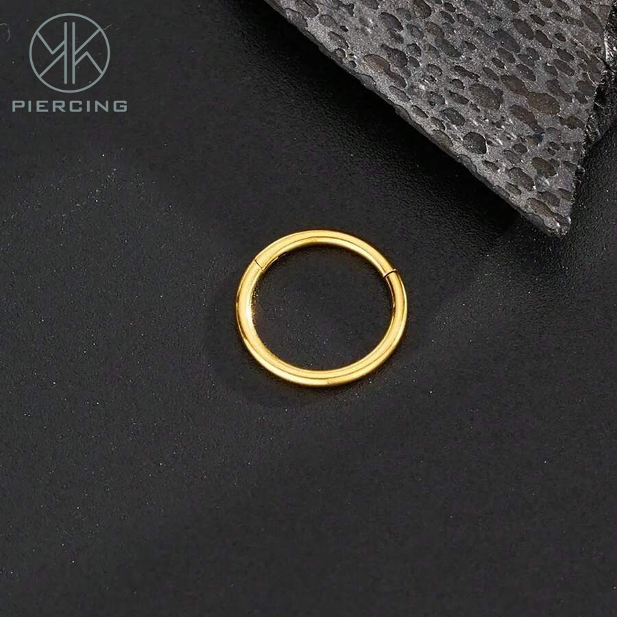 Clicker Ring Seamless - 1pc 16G/18G/20G Titanium Golden Hinged Hoop