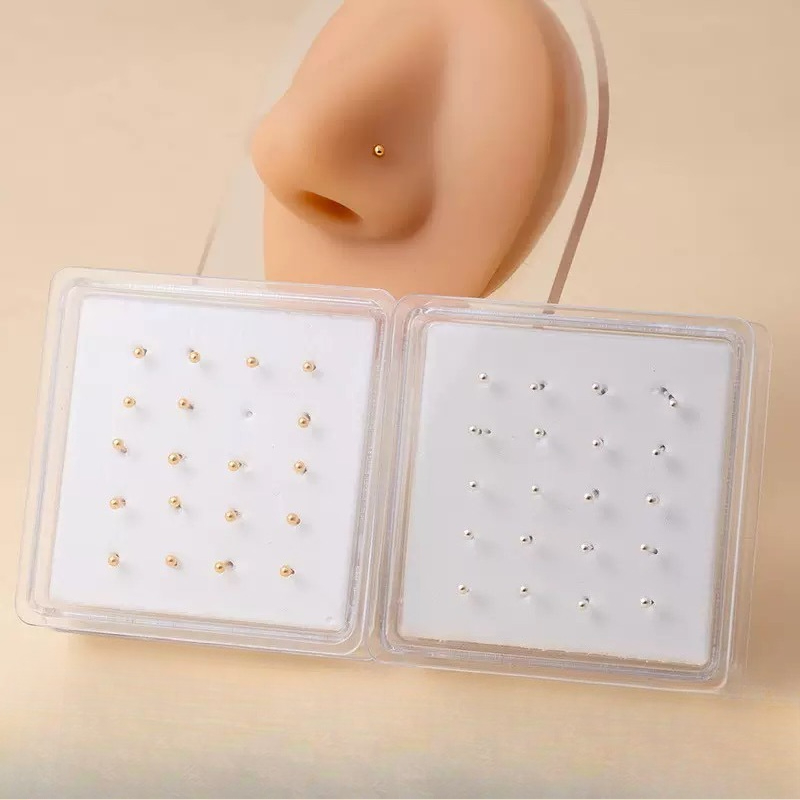 Body Jewelry Display Case - Silver Jewelry Box Nose Studs Round