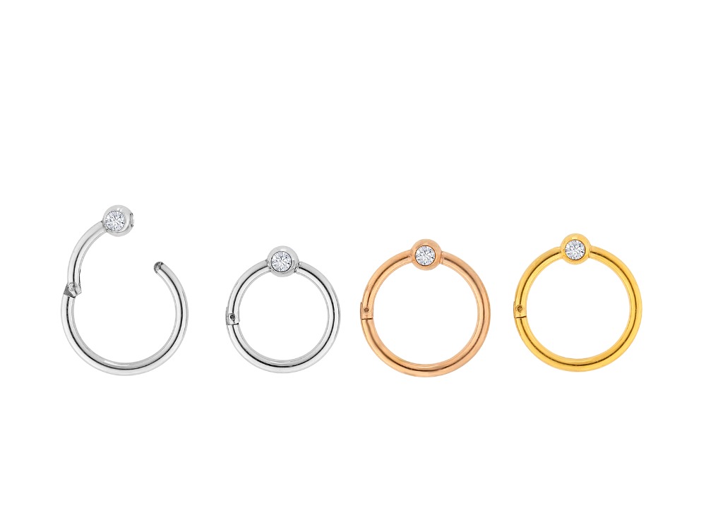 Clicker Ring Seamless - 10pcs/lot Surgical Steel Gems Seamless Hinged
