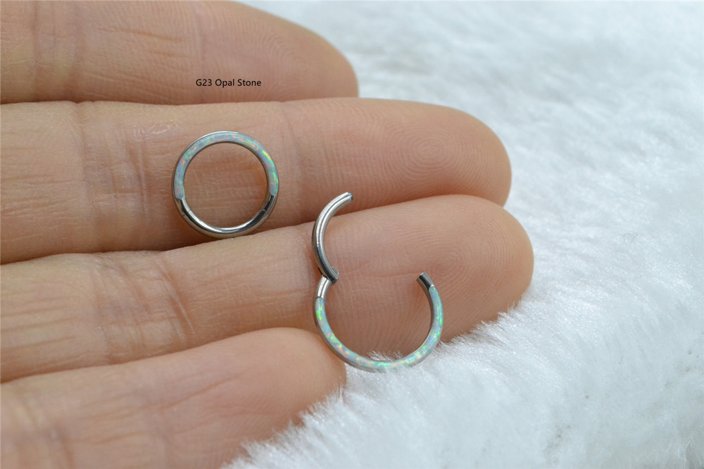 10pcs/Lot G23 Titanium Opal St - Clicker Ring Seamless recension och pris