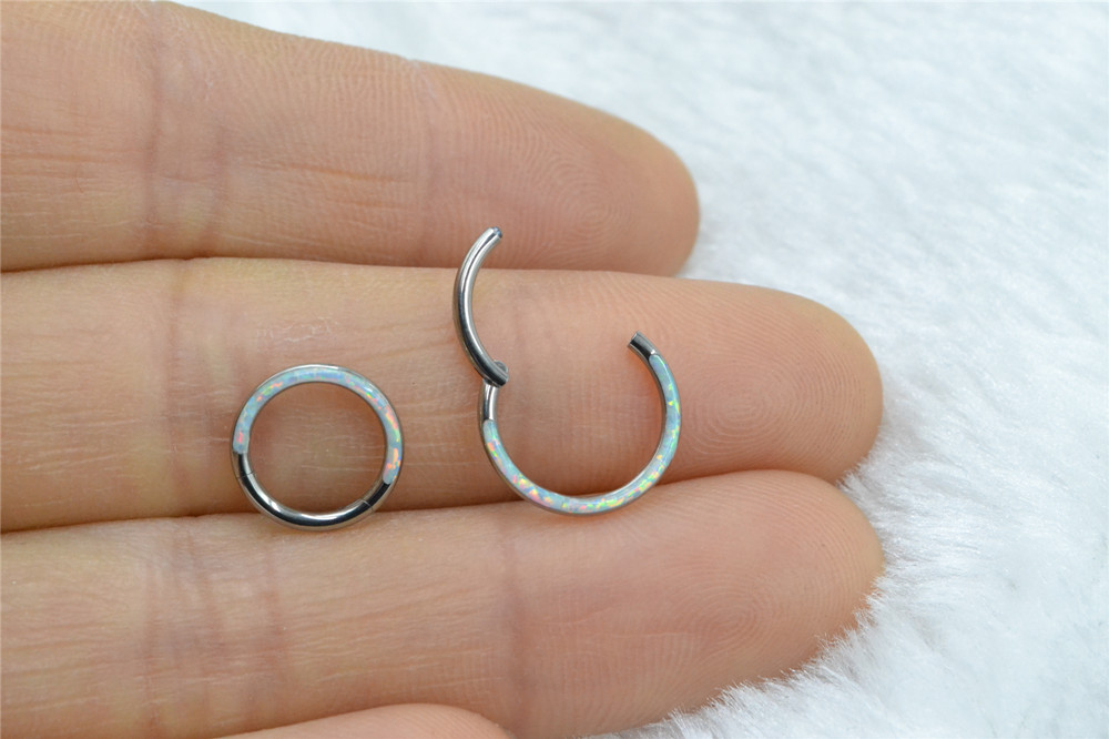 10pcs/Lot G23 Titanium Opal St - Clicker Ring Seamless recension och pris