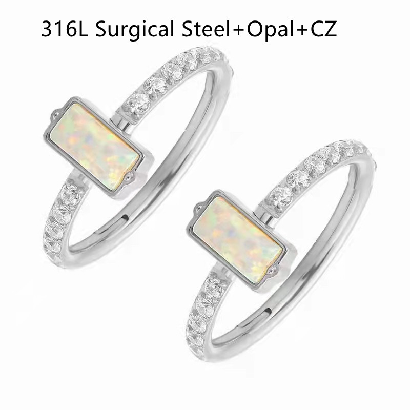 10pcs 316L Surgical Steel Opal - Clicker Ring Seamless recension och pris