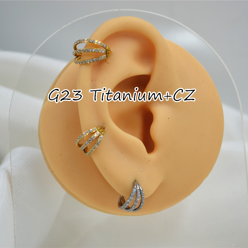 10pcs 16G CZ G23 Titanium Nose - Clicker Ring Seamless recension och pris