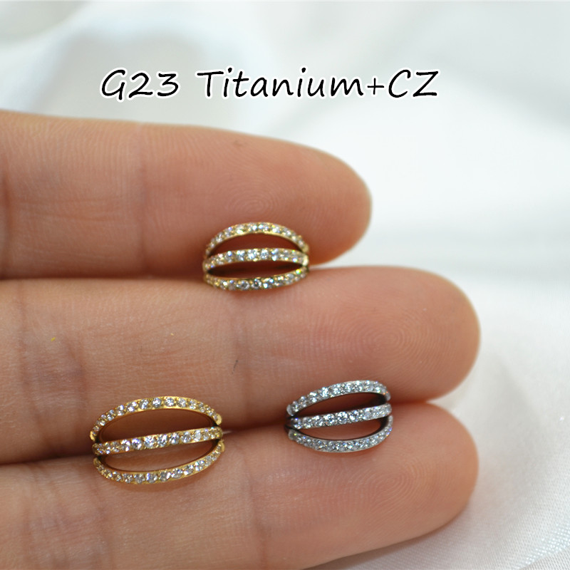 10pcs 16G CZ G23 Titanium Nose - Clicker Ring Seamless recension och pris