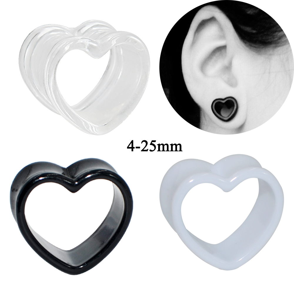 Acrylic Love Black White Heart - Body Jewelry Ear Plugs recension och pris