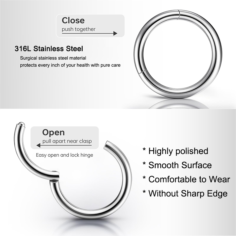 16G 316L Surgical Steel Hinged - Body Jewelry Piercing recension och pris