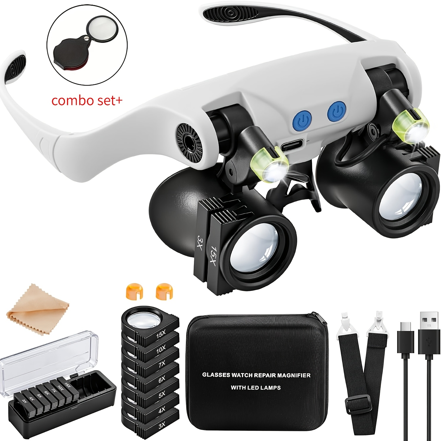 Head-mounted LED Magnifying Gl - Body Jewelry Display Case recension och pris