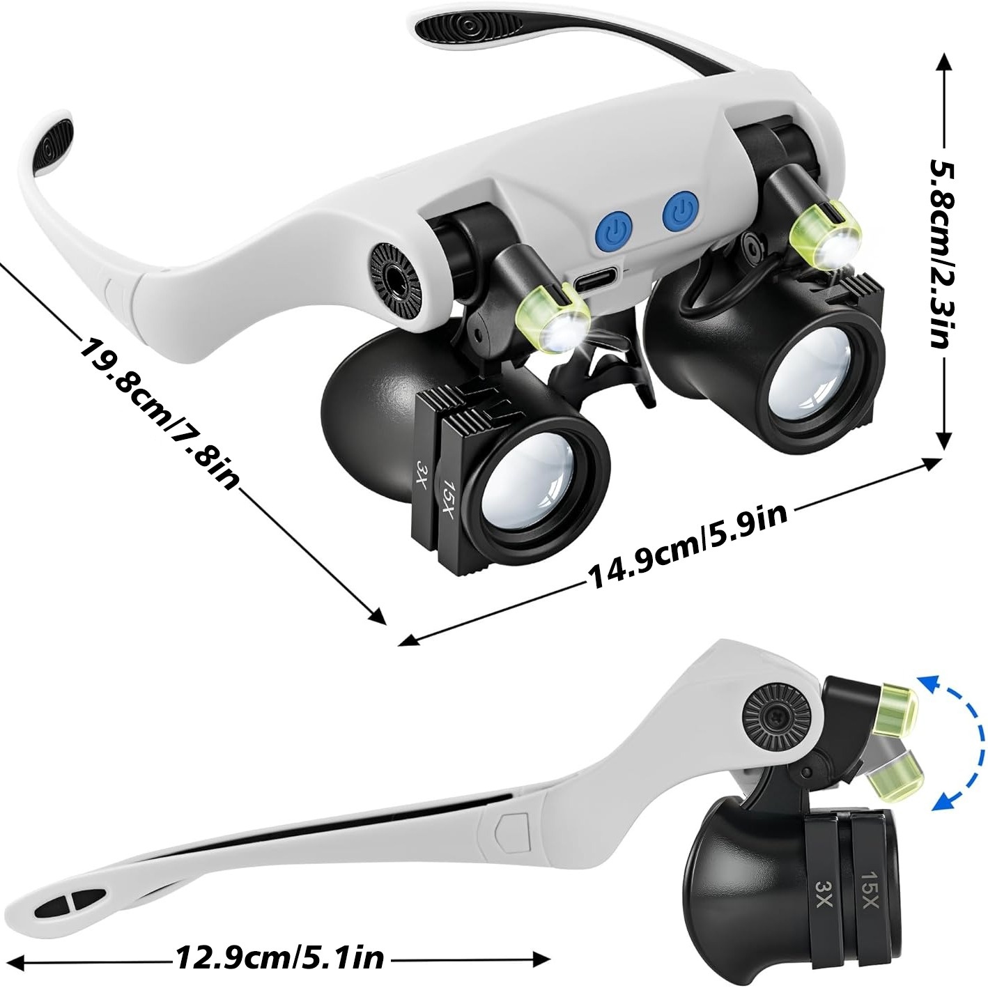 Head-mounted LED Magnifying Gl - Body Jewelry Display Case recension och pris