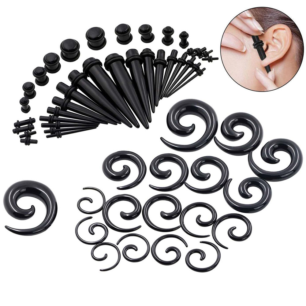 1 Set Ear Taper Kit Black Ear  - Body Jewelry Ear Plugs recension och pris