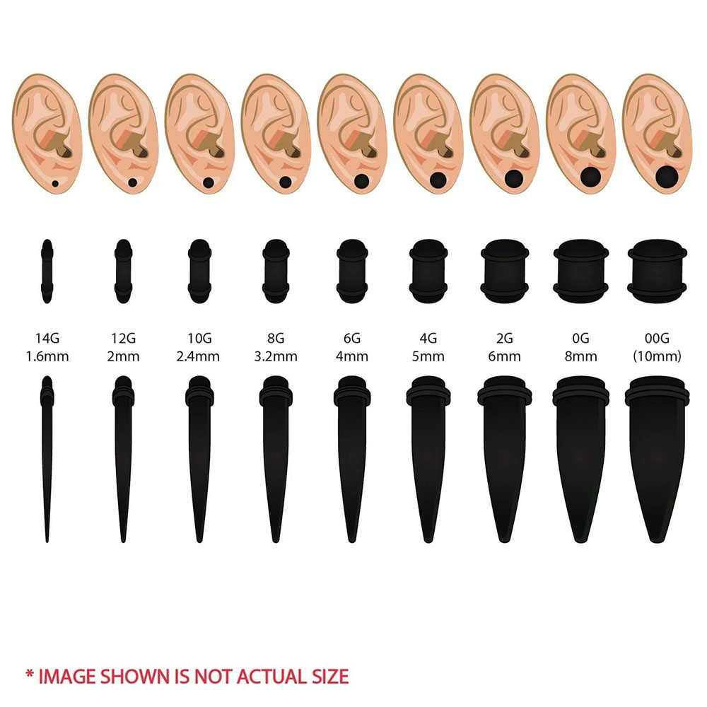 1 Set Ear Taper Kit Black Ear  - Body Jewelry Ear Plugs recension och pris