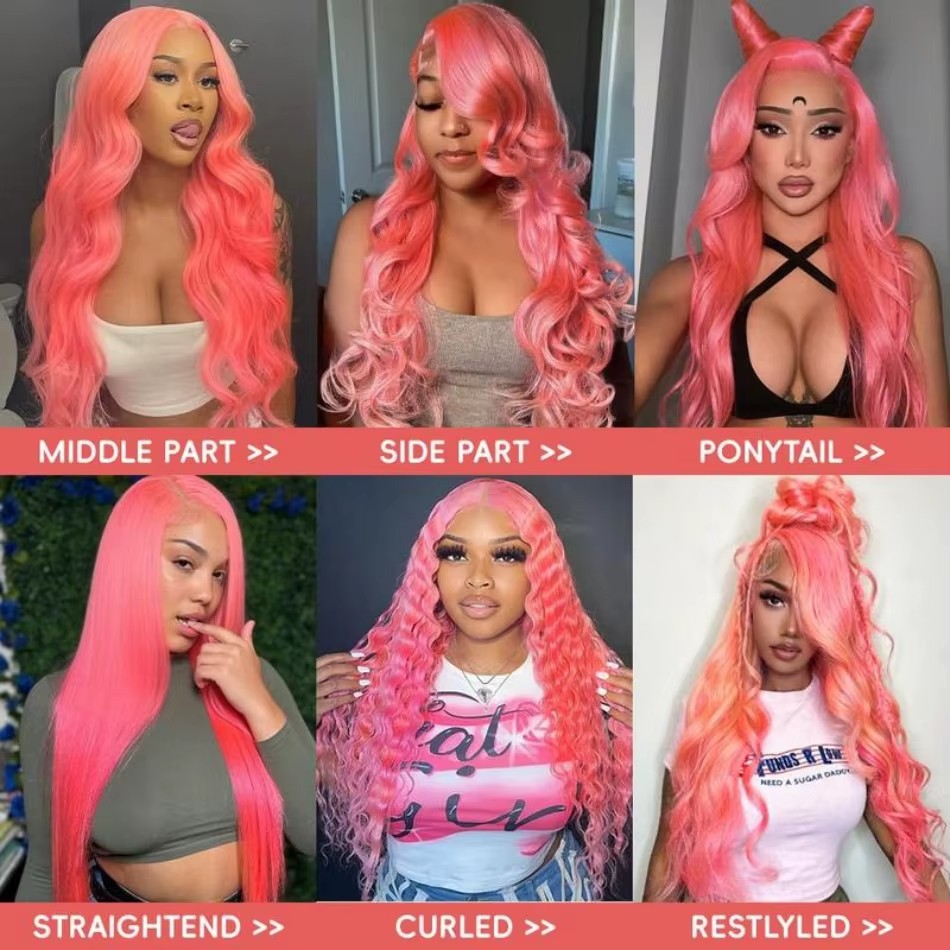 Pink Human Hair Wig Body Wave  - Body Jewelry Underwear recension och pris