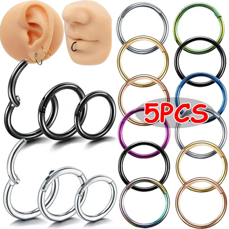 5pc 6/8/10mm Nose Ring Hinged  - Clicker Ring Seamless recension och pris