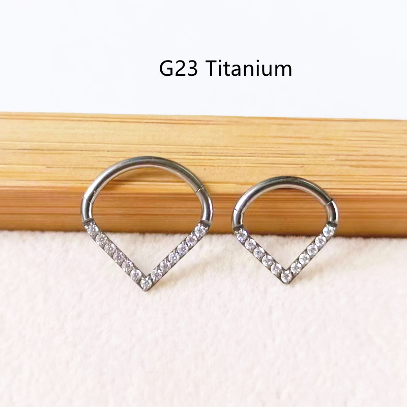 10pcs G23 Titanium F136 CZ Hea - Clicker Ring Seamless recension och pris