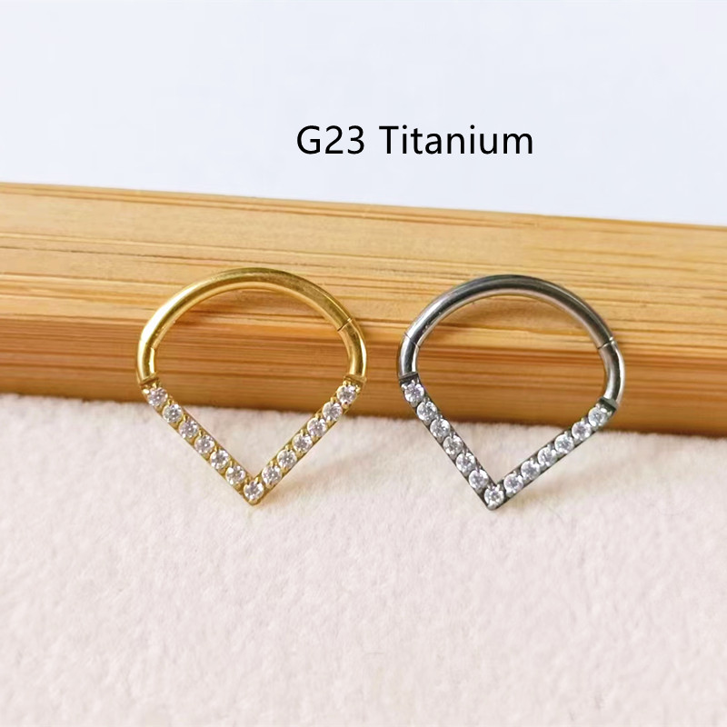 10pcs G23 Titanium F136 CZ Hea - Clicker Ring Seamless recension och pris