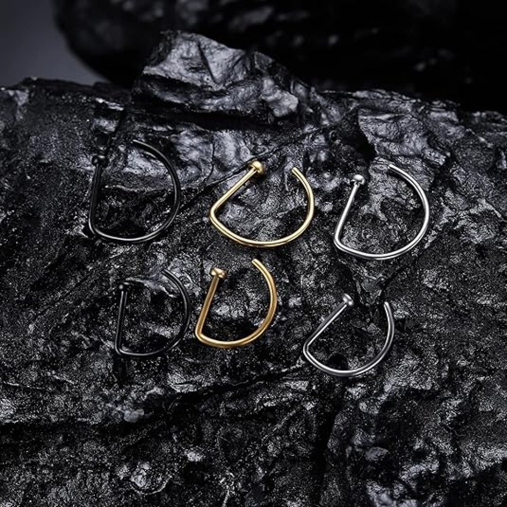 4 Pack Non Piercing D-Shaped N - Body Jewelry Piercing recension och pris
