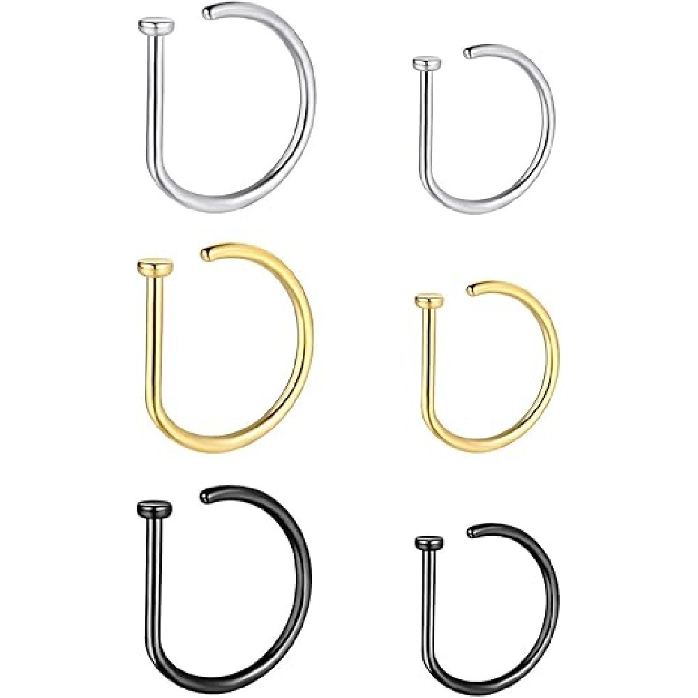 4 Pack Non Piercing D-Shaped N - Body Jewelry Piercing recension och pris