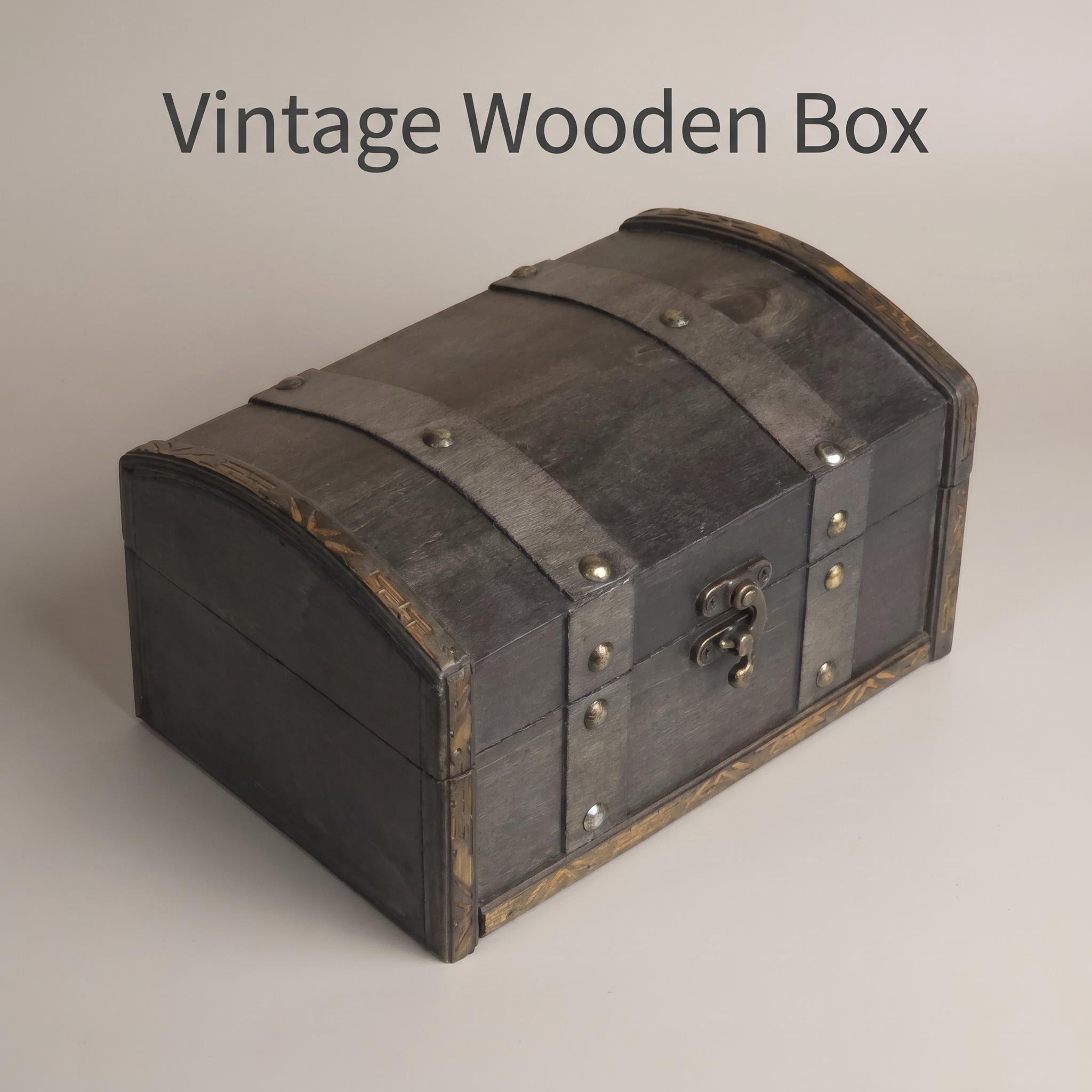 Vintage Wooden Box Treasure Ch - Body Jewelry Display Case recension och pris