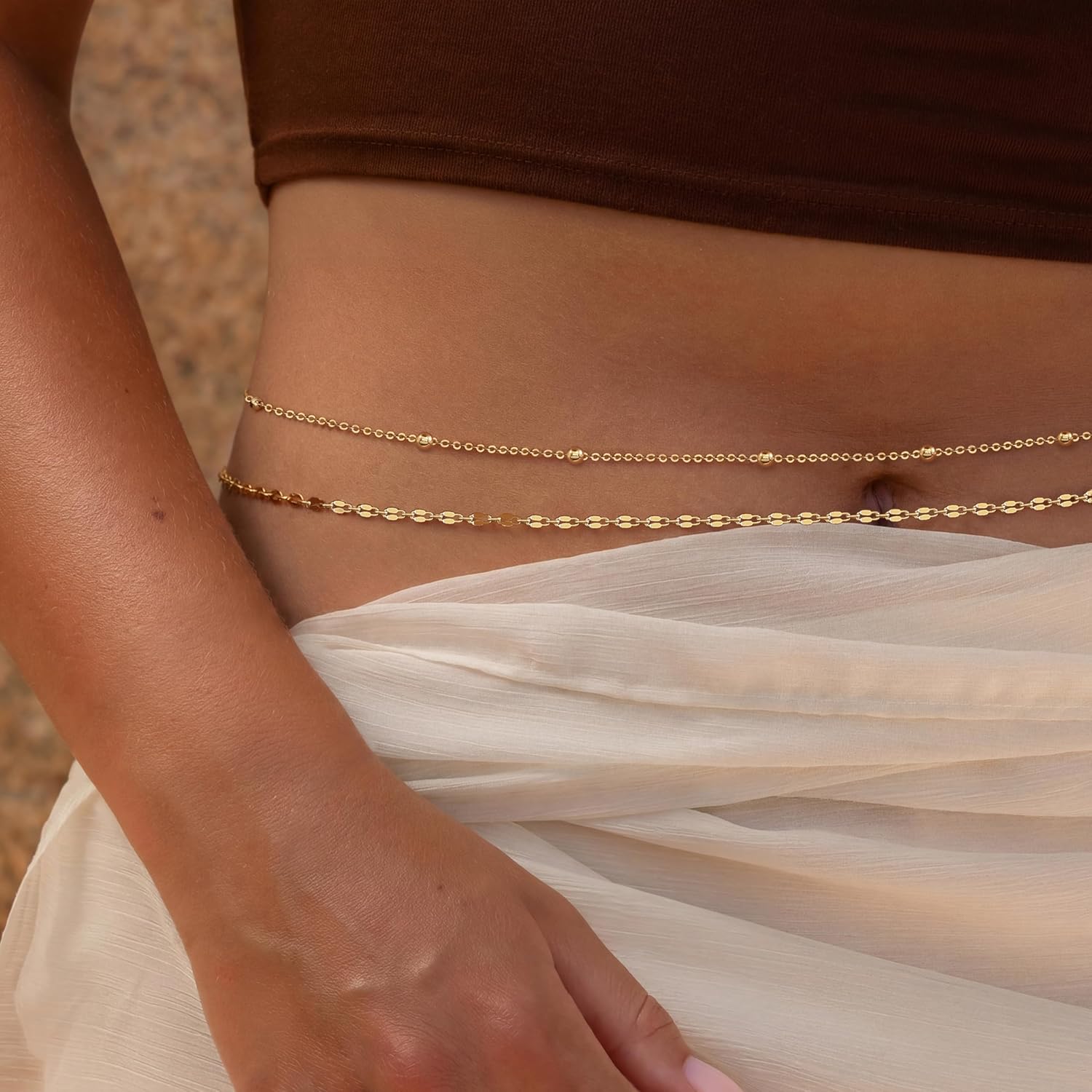 14K Gold Plated Waist Chain Wo - Body Jewelry Sale recension och pris